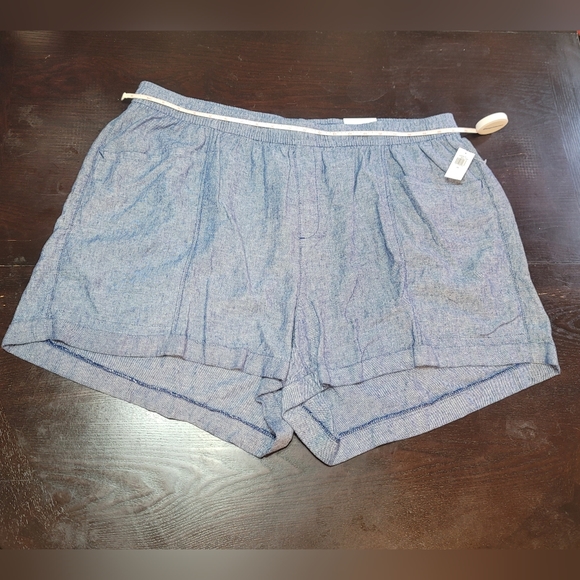 Old Navy Linen Shorts Womens Size 3XL Blue Flat Front Elastic Waist Pull On - Picture 7 of 16